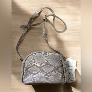 JAPAN Legato Largo Faux PU Leather Snake Python Gray Shoulder CrossBody Bag NWT